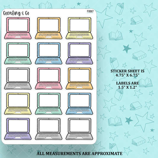 Laptop Writing or Working Labels Functional Sticker Sheet - FX067