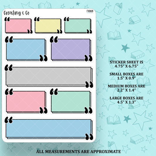 Quote Box Labels Functional Sticker Sheet - FX069