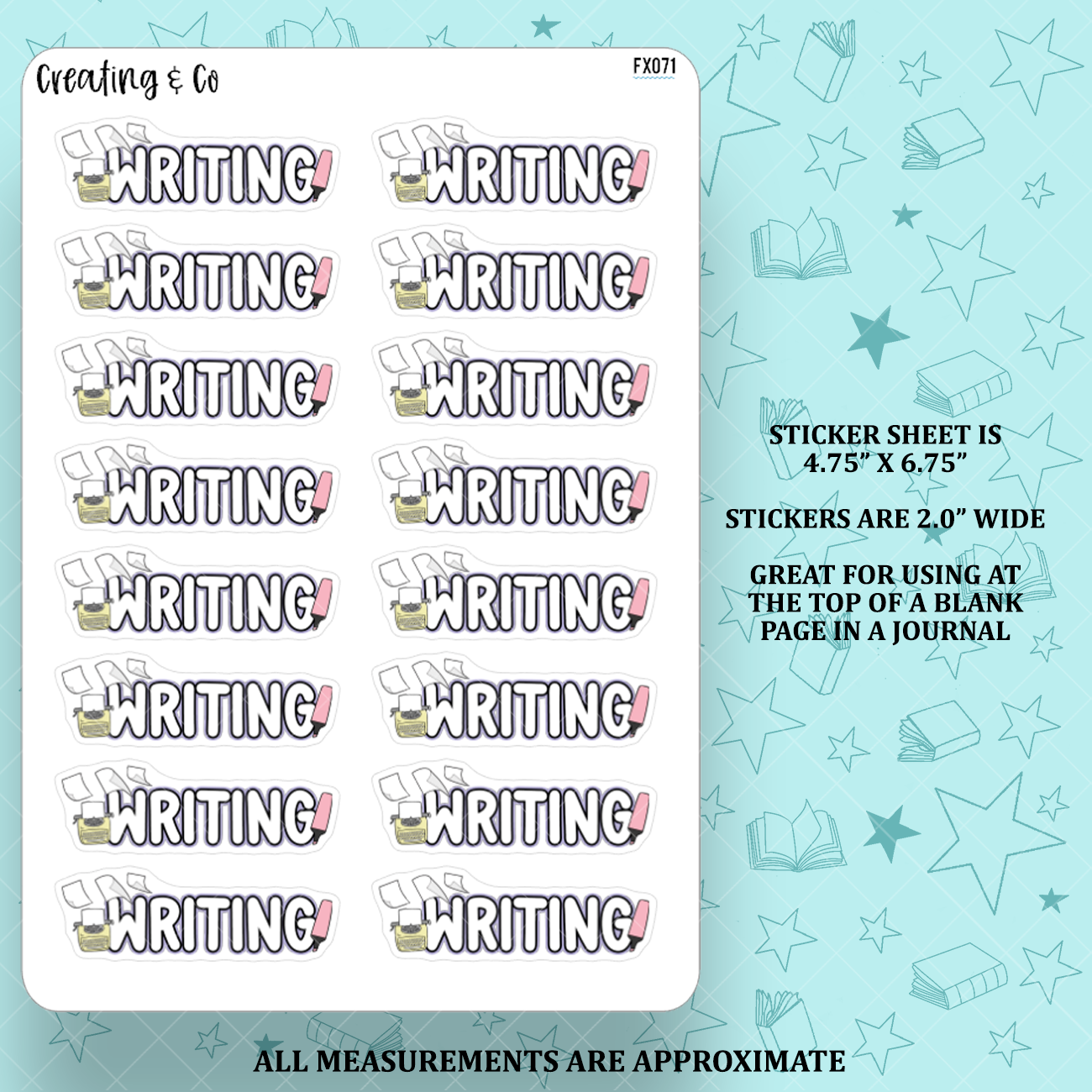 Writing Notebook Header Functional Sticker Sheet - FX071