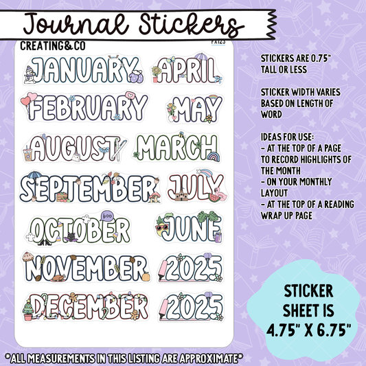 Monthly Header Functional Sticker Sheet - FX123