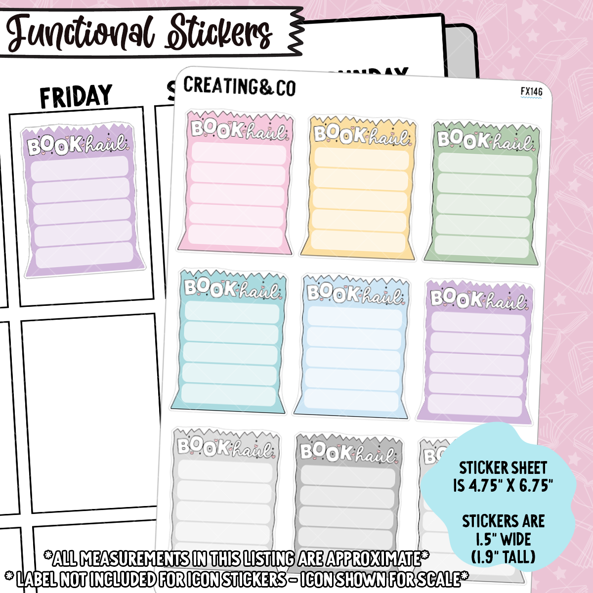 Book Haul Label Functional Sticker Sheet - FX146