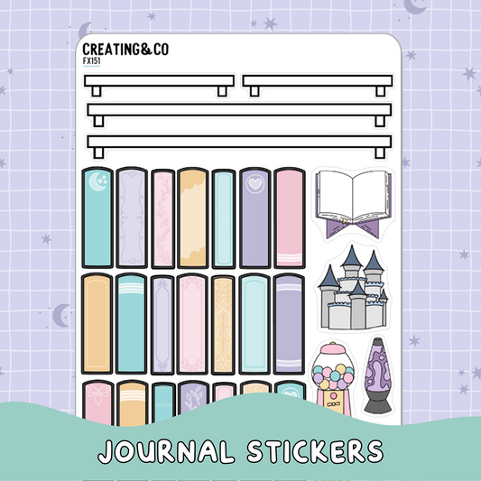 Bookshelf Note Page Builder Functional Sticker Sheet - FX151