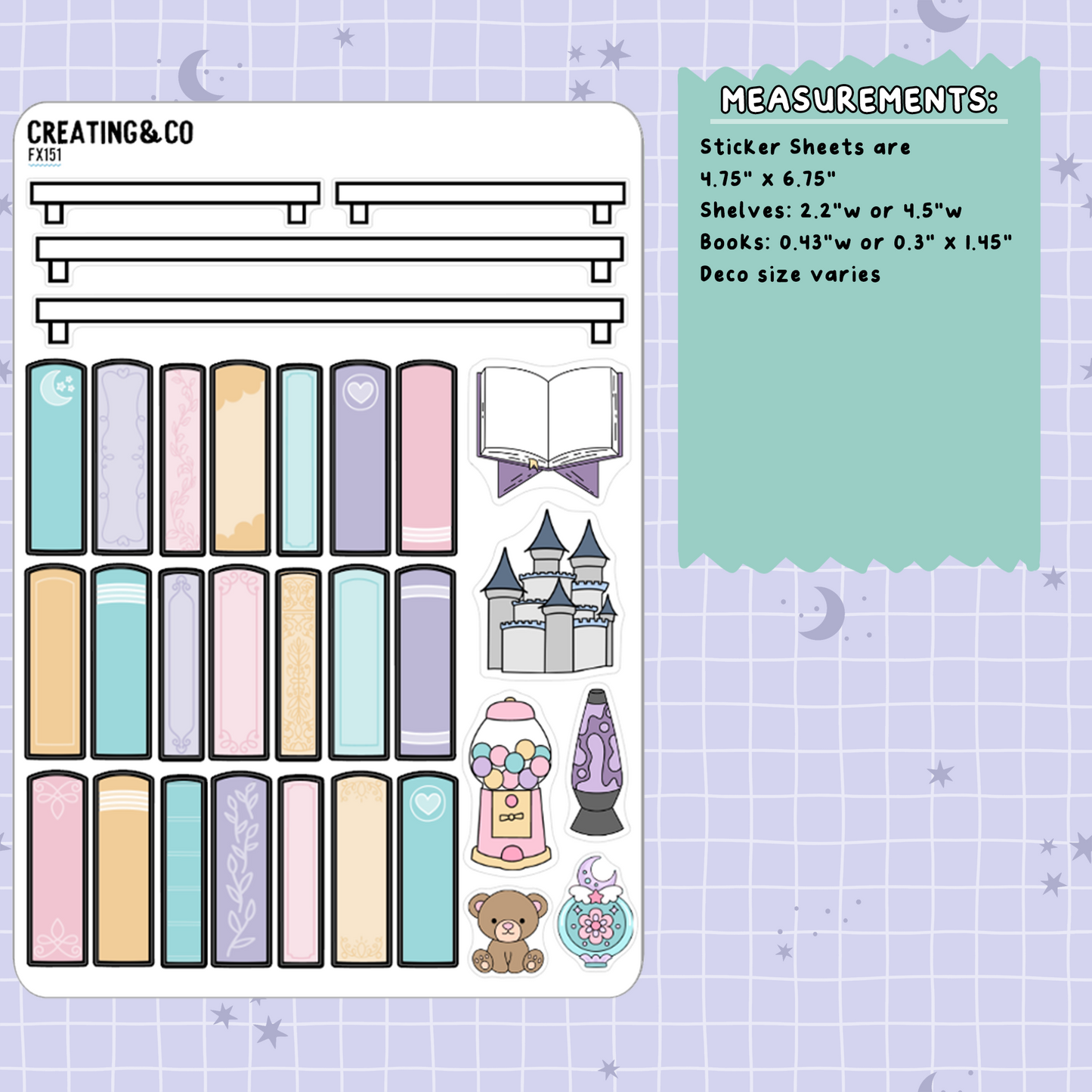Bookshelf Note Page Builder Functional Sticker Sheet - FX151