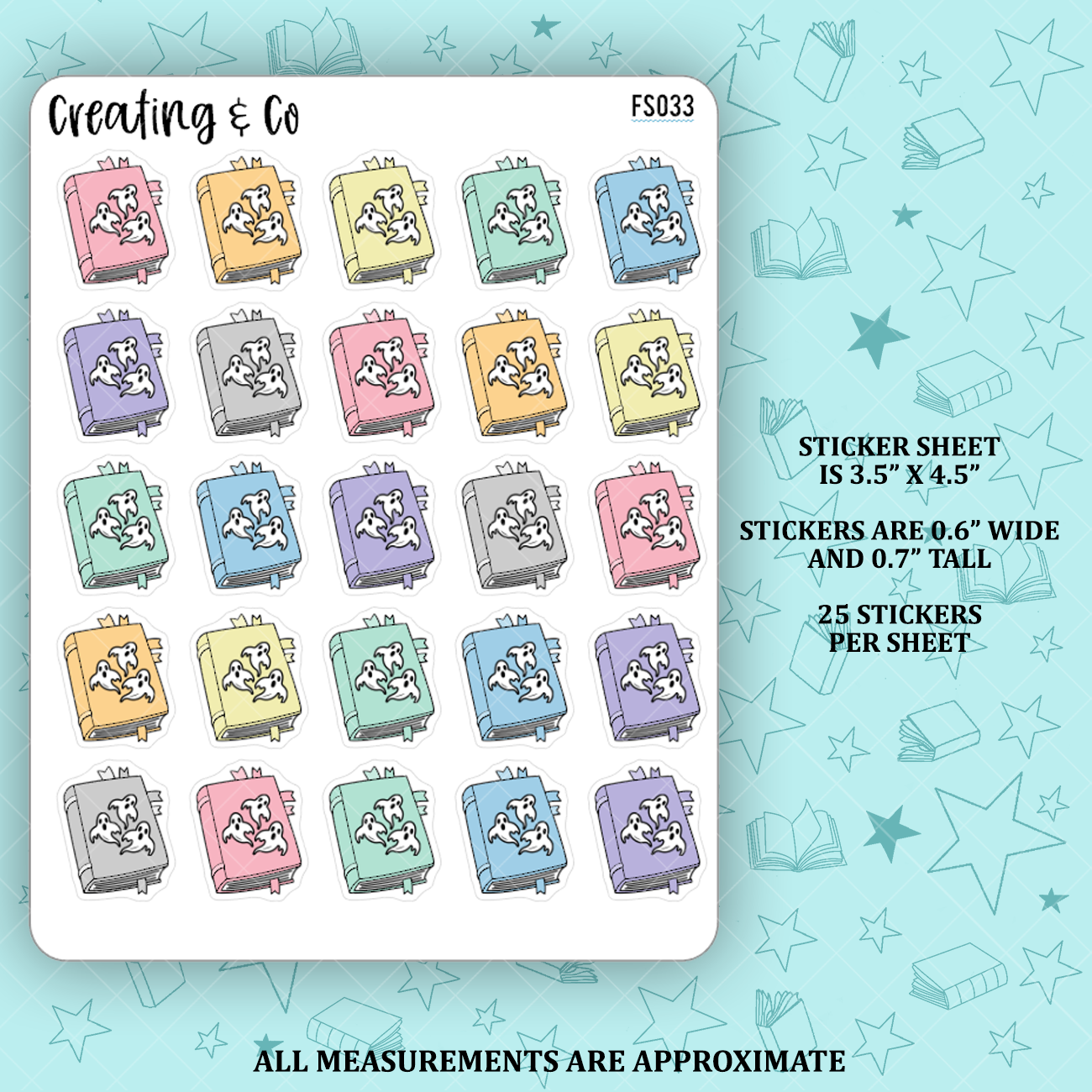 Ghost Book Genre Icon Functional Stickers  - FS033