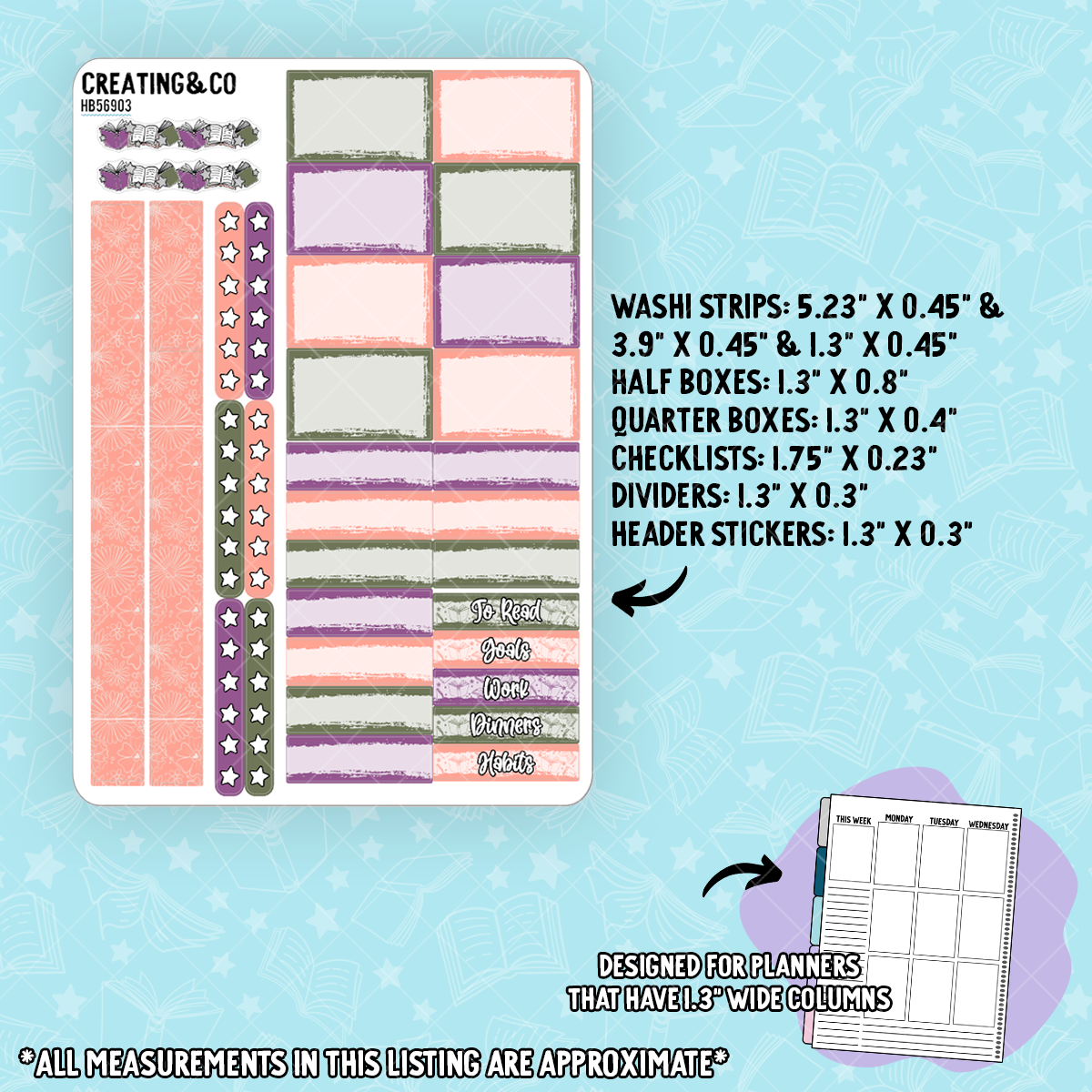 More Than a Story Hobonichi Cousin Weekly Planner Kit - 1.3" Stickers - HB569