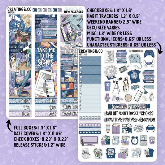 Futuristic Fantasies Hobonichi Cousin Weekly Planner Kit - 1.3" Stickers - HB572