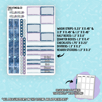 Futuristic Fantasies Hobonichi Cousin Weekly Planner Kit - 1.3" Stickers - HB572