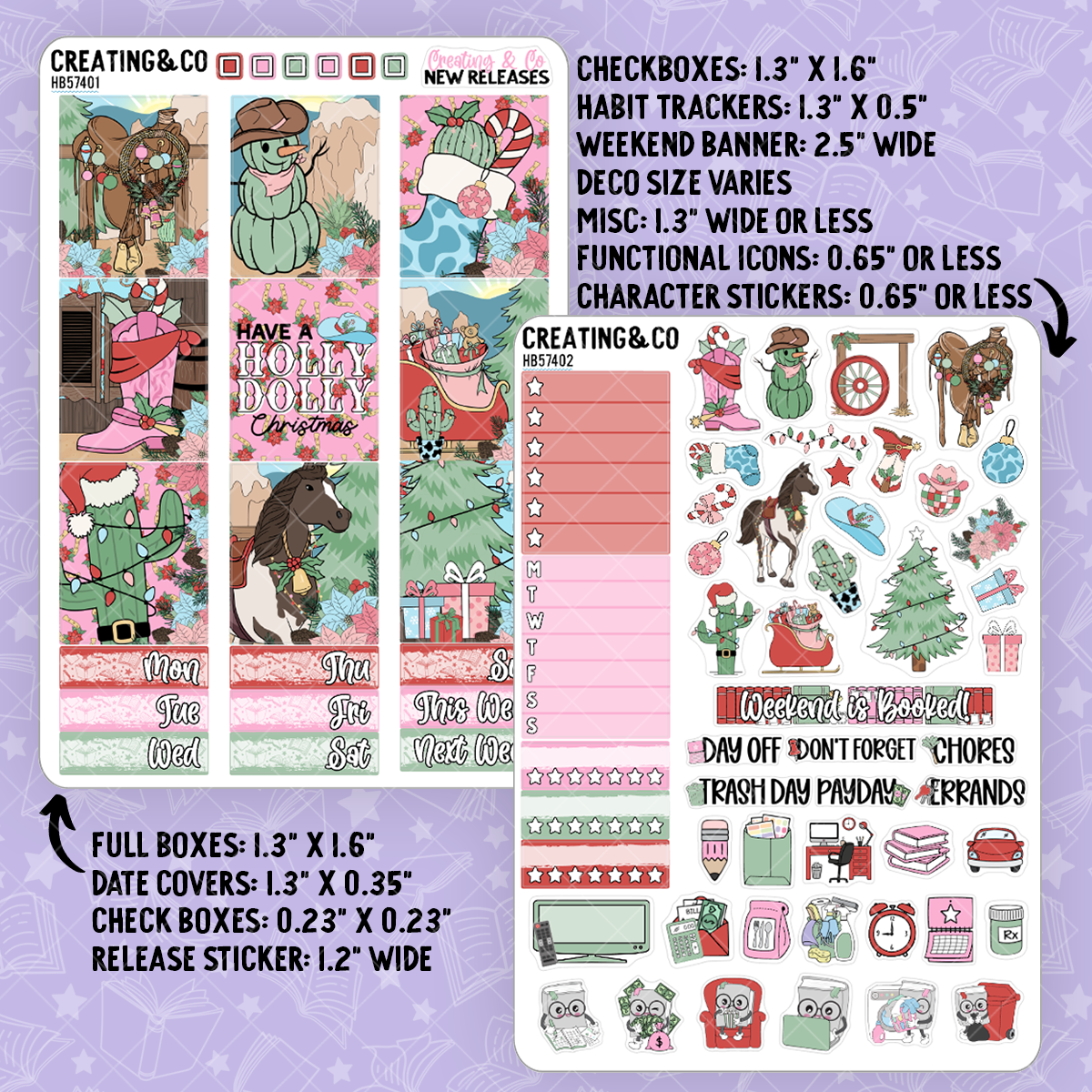 Holly Dolly Hobonichi Cousin Weekly Planner Kit - 1.3" Stickers - HB574