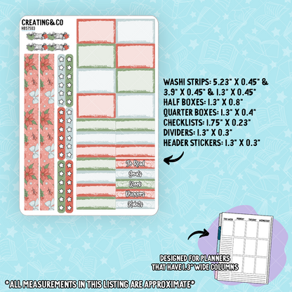 Cozy Christmas Hobonichi Cousin Weekly Planner Kit - 1.3" Stickers - HB575