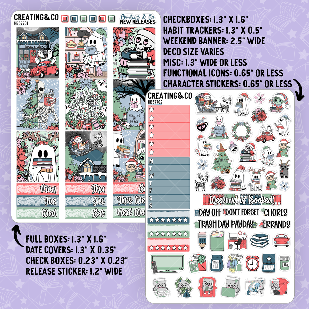 Spooky Little Christmas Hobonichi Cousin Weekly Planner Kit - 1.3" Stickers - HB577