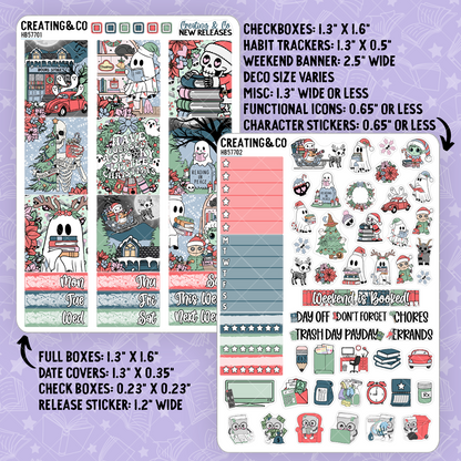 Spooky Little Christmas Hobonichi Cousin Weekly Planner Kit - 1.3" Stickers - HB577