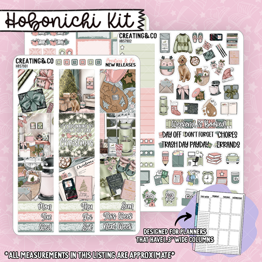 Holiday Prep Hobonichi Cousin Weekly Planner Kit - 1.3" Stickers - HB579