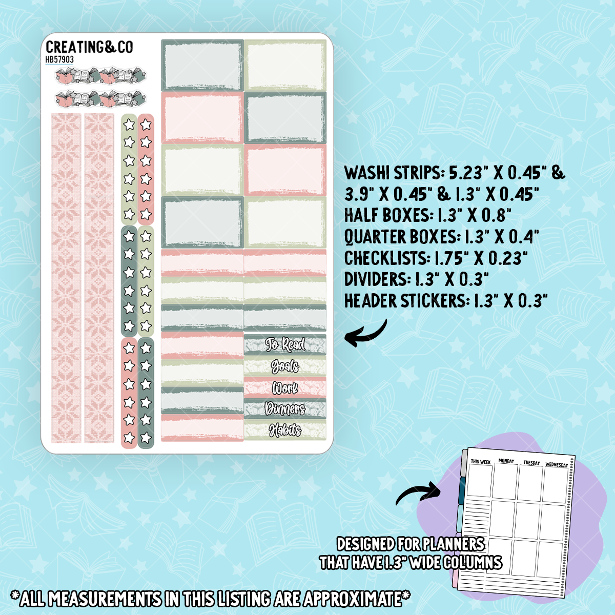 Holiday Prep Hobonichi Cousin Weekly Planner Kit - 1.3" Stickers - HB579