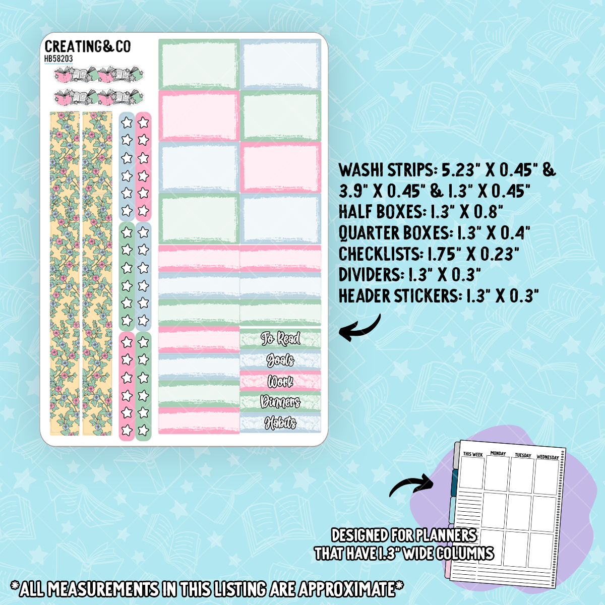 Natural Wonder Hobonichi Cousin Weekly Planner Kit - 1.3" Stickers - HB582