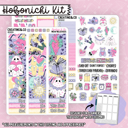 Haunted Hearts Hobonichi Cousin Weekly Planner Kit - 1.3" Stickers - HB584