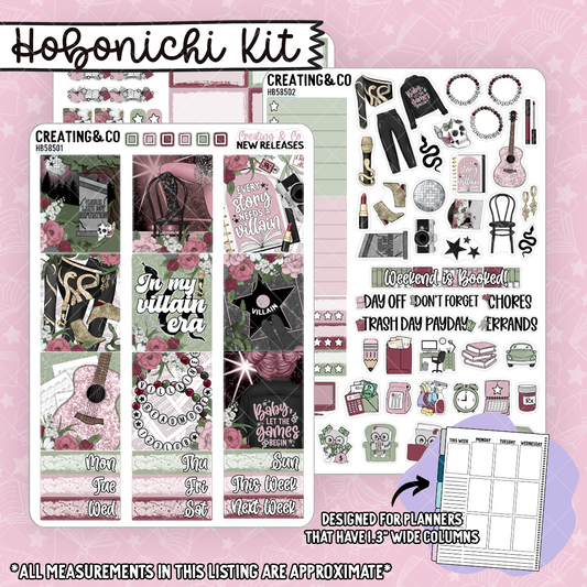 Villain Era Hobonichi Cousin Weekly Planner Kit - 1.3" Stickers - HB585