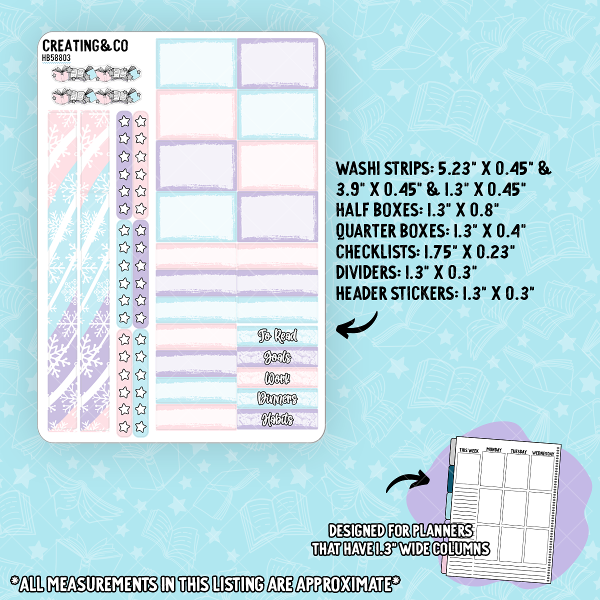 Hooked on Hockey Hobonichi Cousin Weekly Planner Kit - 1.3" Stickers - HB588