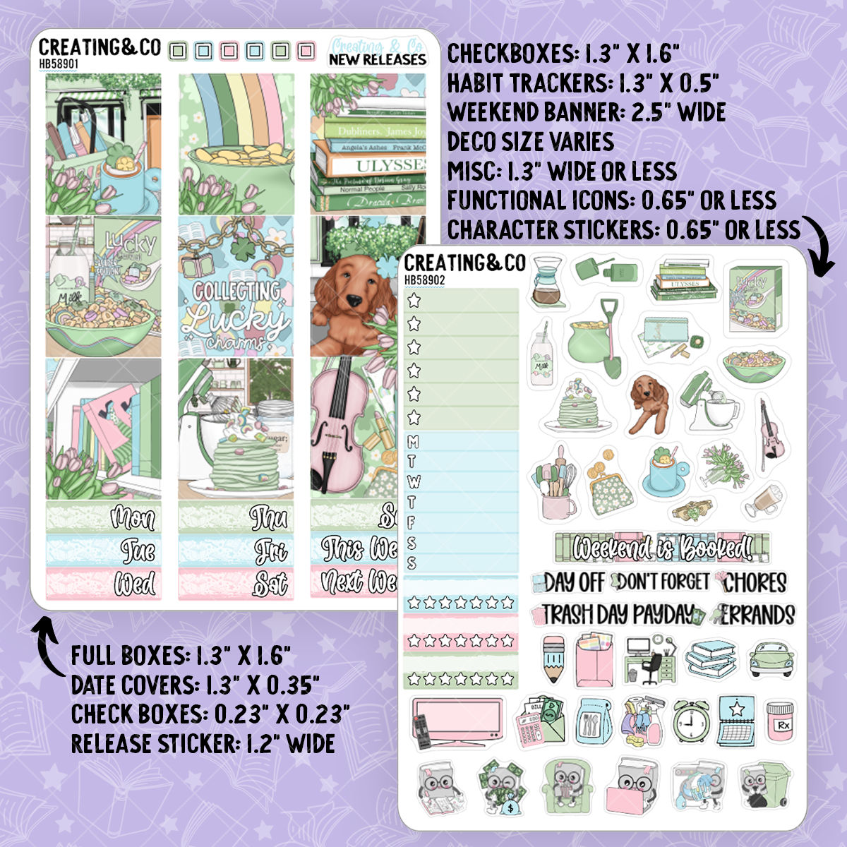 Lucky Charms Hobonichi Cousin Weekly Planner Kit - 1.3" Stickers - HB589