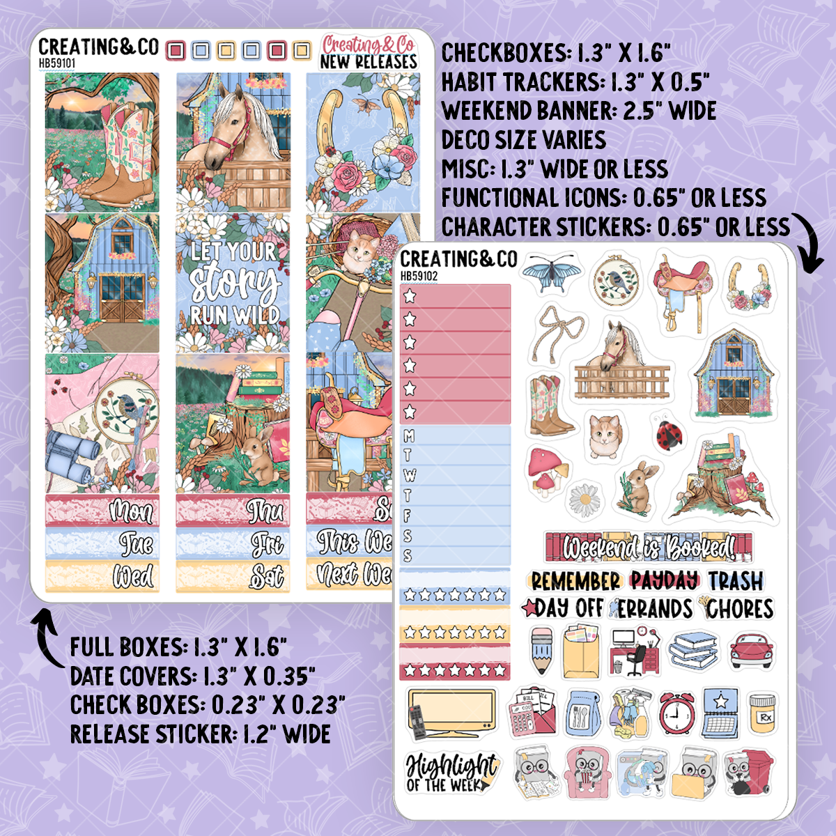 Wild Stories Hobonichi Cousin Weekly Planner Kit - 1.3" Stickers - HB591