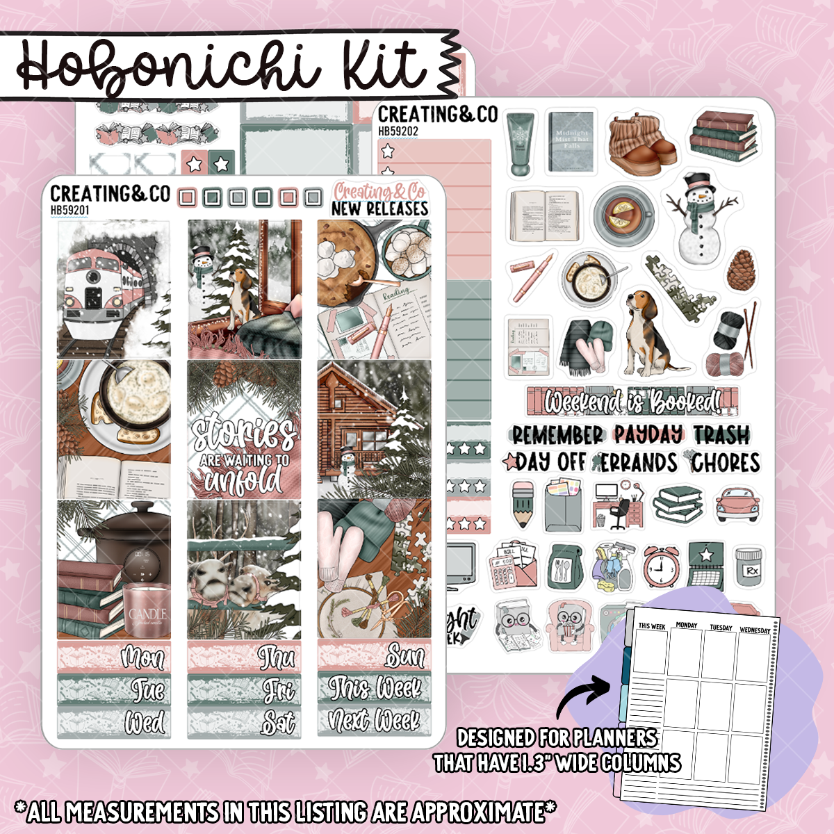 Unfolding Stories Hobonichi Cousin Weekly Planner Kit - 1.3" Stickers - HB592