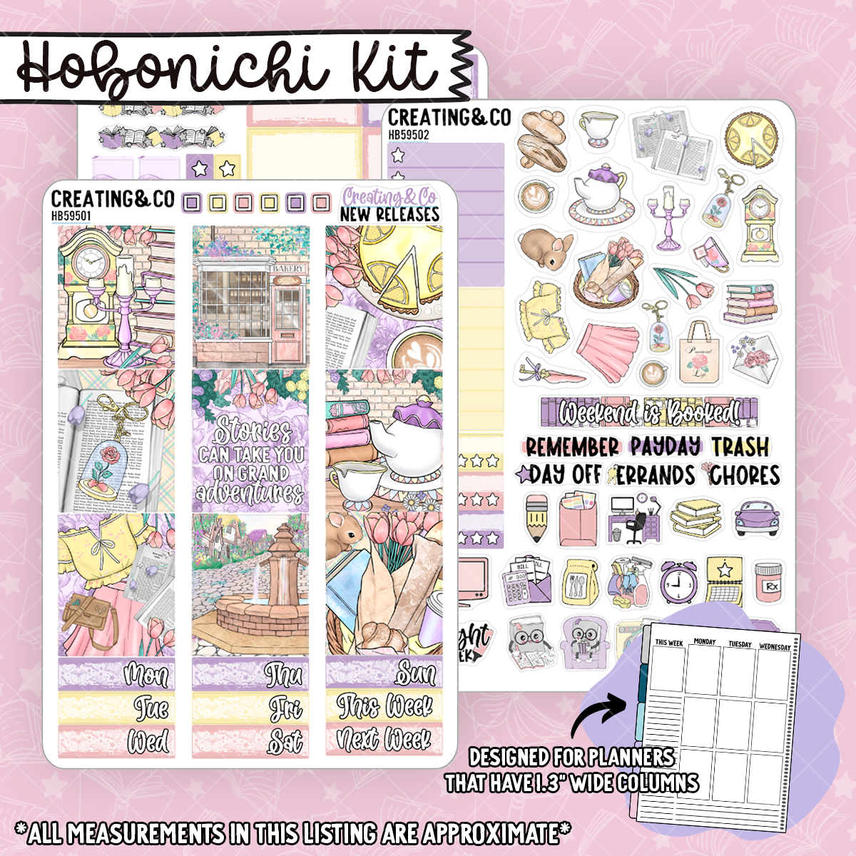 Belle of the Books Hobonichi Cousin Weekly Planner Kit - 1.3" Stickers - HB595