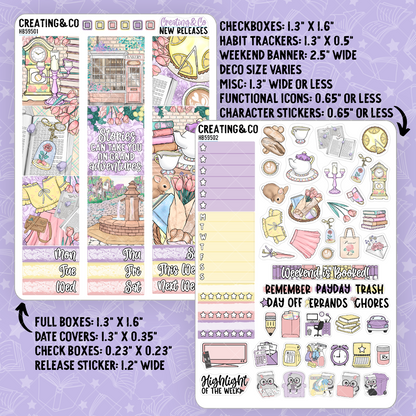 Belle of the Books Hobonichi Cousin Weekly Planner Kit - 1.3" Stickers - HB595