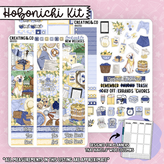 Blueberry Twist Hobonichi Cousin Weekly Planner Kit - 1.3" Stickers - HB601