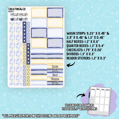 Blueberry Twist Hobonichi Cousin Weekly Planner Kit - 1.3" Stickers - HB601