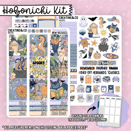 Wicked Waves Hobonichi Cousin Weekly Planner Kit - 1.3" Stickers - HB614