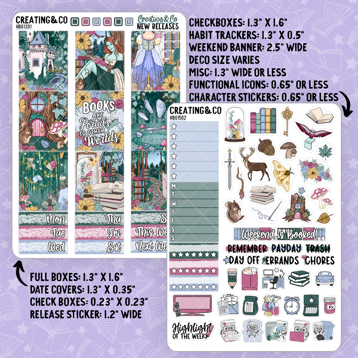Fae & Folklore Hobonichi Cousin Weekly Planner Kit - 1.3" Stickers - HB615