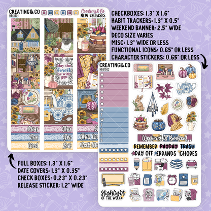Sunflower Cottage Hobonichi Cousin Sticker Kit + Monthly Reads Bundle
