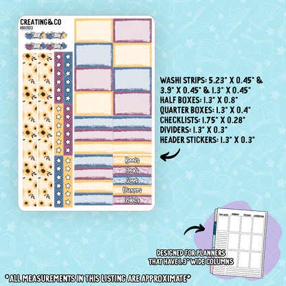 Sunflower Cottage Hobonichi Cousin Sticker Kit + Monthly Reads Bundle