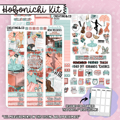 Shimmering Stories Showgirl Hobonichi Cousin Weekly Planner Kit - 1.3" Stickers - HB624