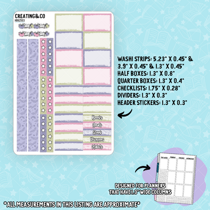 Blooming Cauldron Pastel Witch Hobonichi Cousin Weekly Planner Kit - 1.3" Stickers - HB625