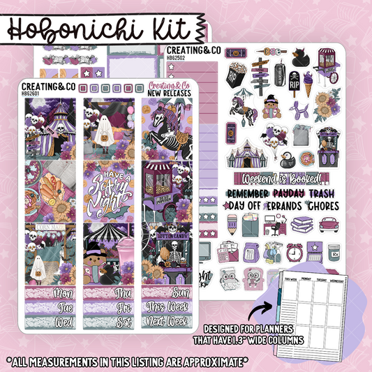 Haunted Carnival Hobonichi Cousin Weekly Planner Kit - 1.3" Stickers - HB626