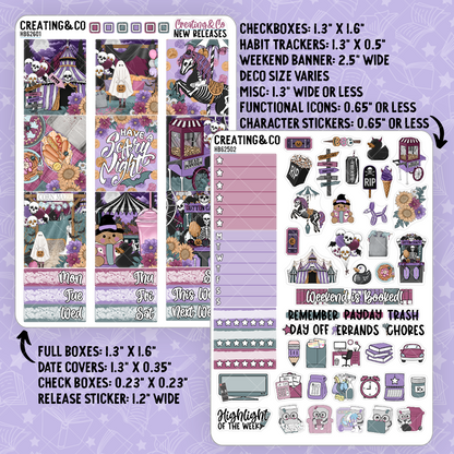 Haunted Carnival Hobonichi Cousin Weekly Planner Kit - 1.3" Stickers - HB626