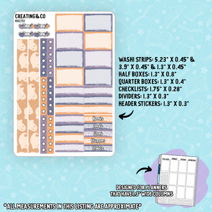 Shadow Adventure Spooky Camping Hobonichi Cousin Weekly Planner Kit - 1.3" Stickers - HB627