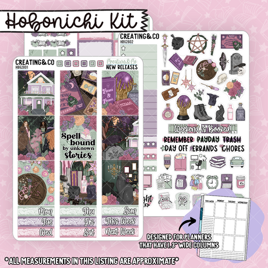 Spellbound Coven - Dark Witch - Hobonichi Cousin Weekly Planner Kit - 1.3" Stickers - HB628