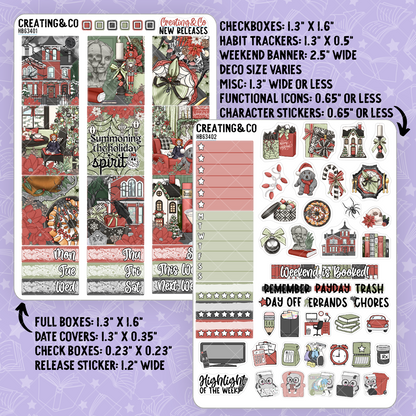 Holiday Spirit Hobonichi Cousin Weekly Planner Kit - 1.3" Stickers - HB634