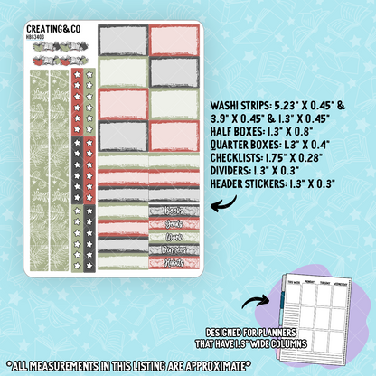 Holiday Spirit Hobonichi Cousin Weekly Planner Kit - 1.3" Stickers - HB634