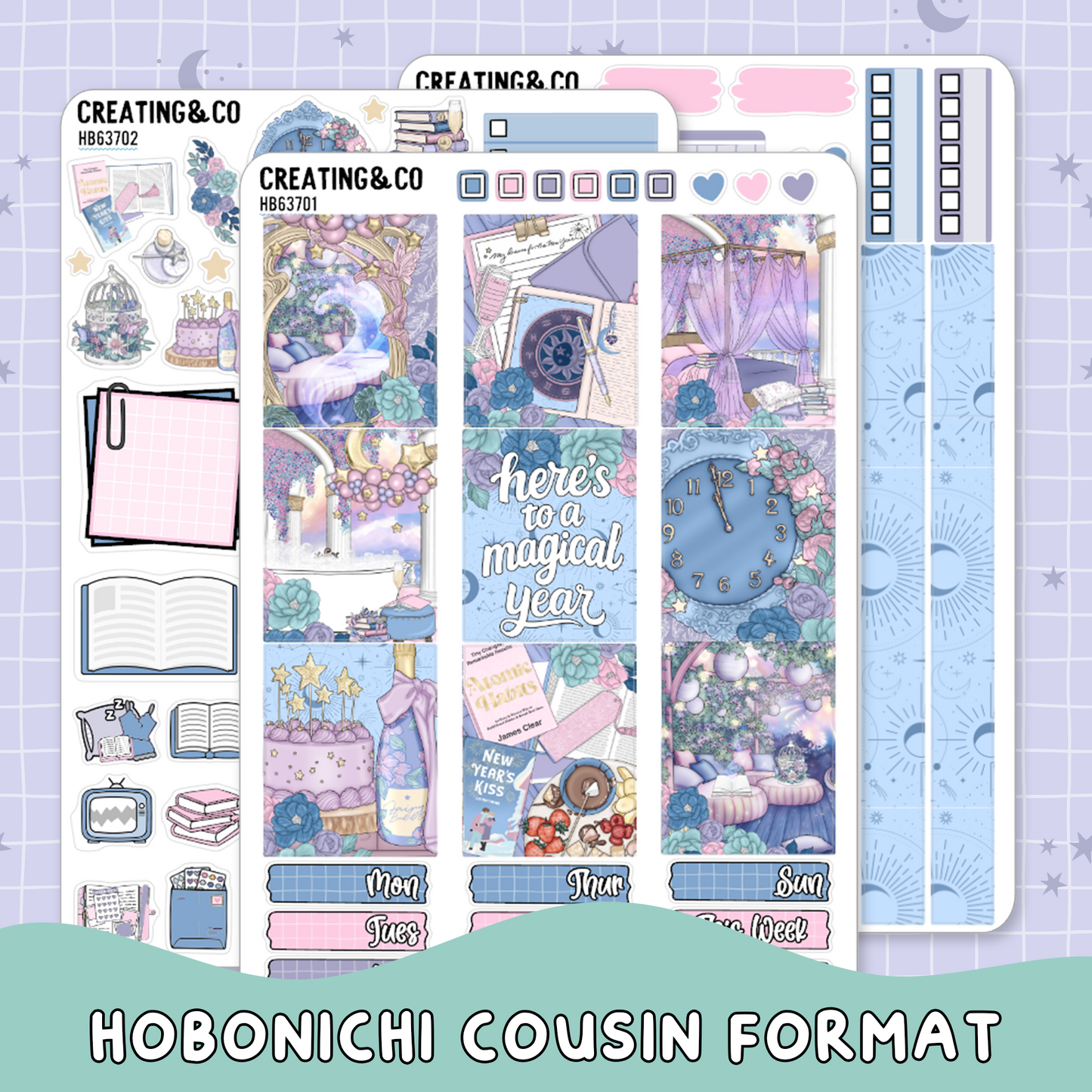 Magical Year Hobonichi Cousin Weekly Planner Kit - 1.3" Stickers - HB637