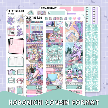 Frosted Fiction Winter Reading Challenge Hobonichi Cousin Weekly Planner Kit - 1.3" Stickers - HB638