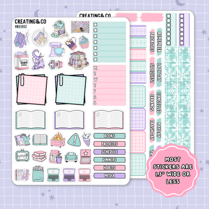 Frosted Fiction Winter Reading Challenge Hobonichi Cousin Weekly Planner Kit - 1.3" Stickers - HB638