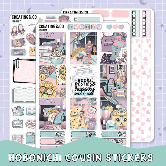 Bookish Besties Hobonichi Cousin Weekly Planner Kit - 1.3" Stickers - HB641