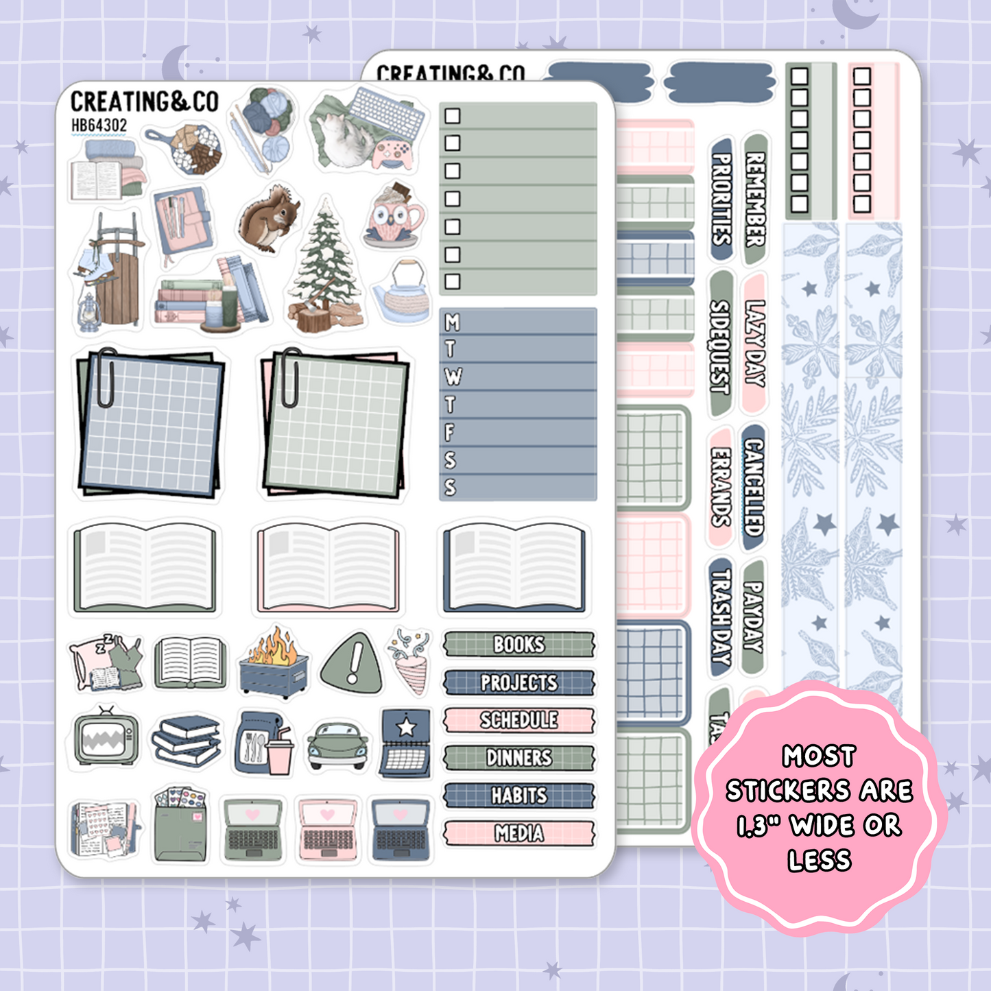 Avoiding People & Reality Hobonichi Cousin Weekly Planner Kit - 1.3" Stickers - HB643