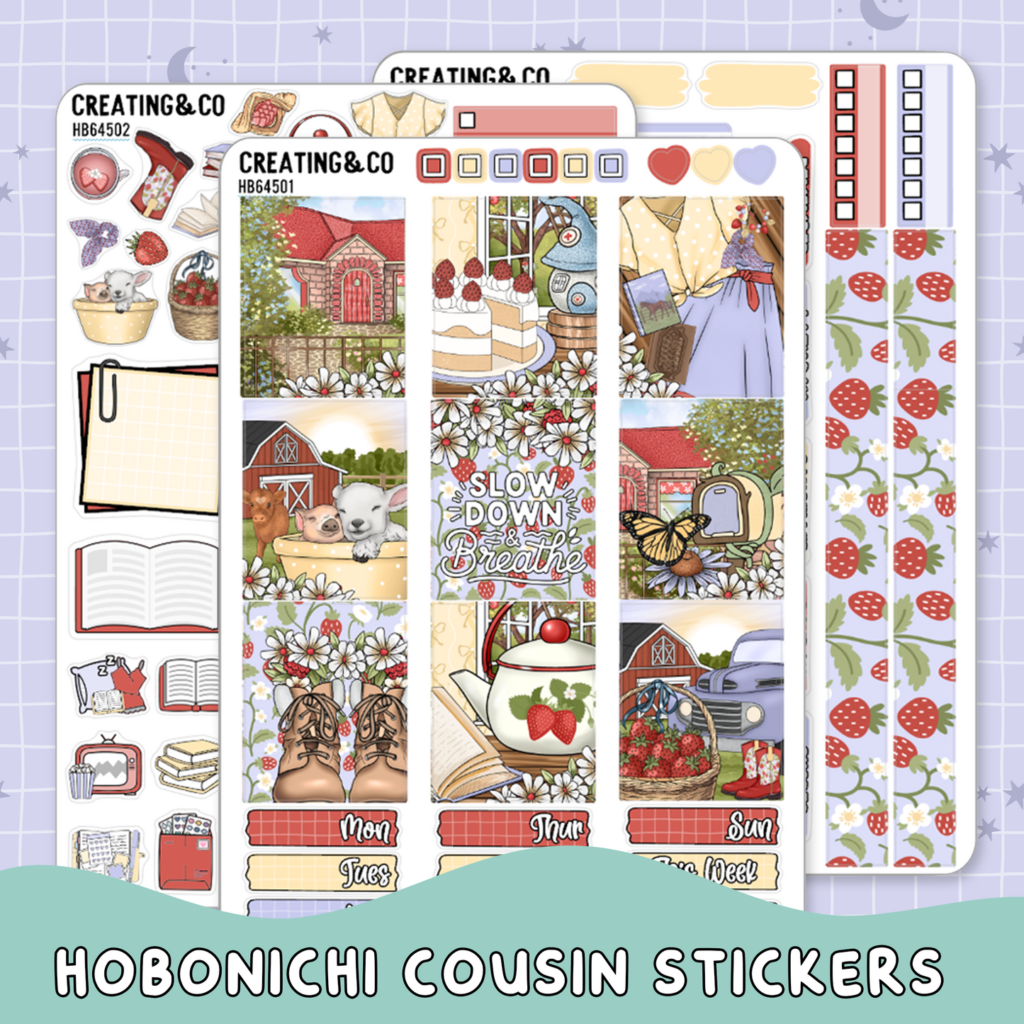 Country Cottage Spring Hobonichi Cousin Weekly Planner Kit - 1.3" Stickers - HB645