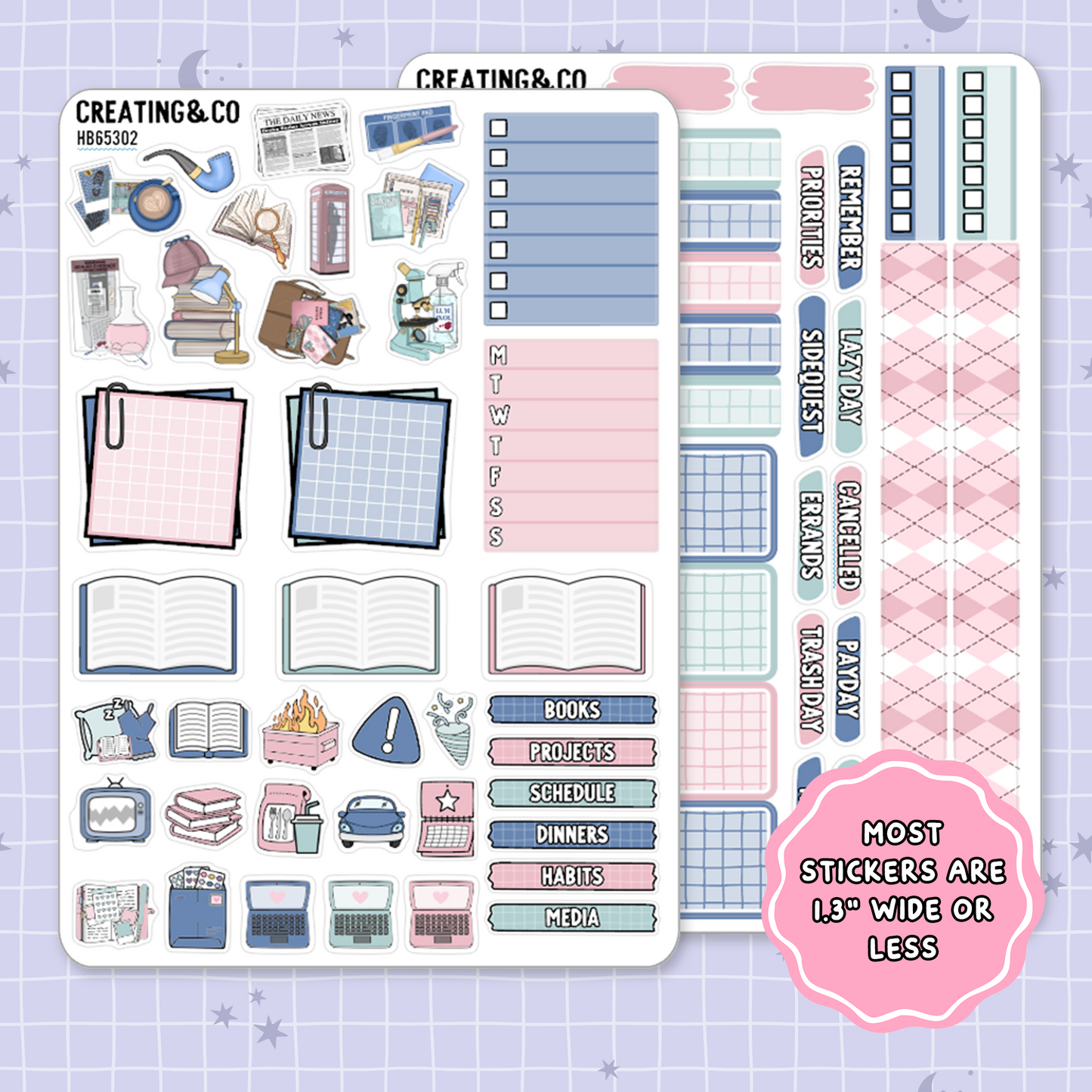 Marginal Clues Mystery Hobonichi Cousin Weekly Planner Kit - 1.3" Stickers - HB653