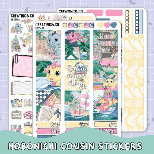 Dragon Isle Summer Reading Challenge Hobonichi Cousin Weekly Planner Kit - 1.3" Stickers - HB654