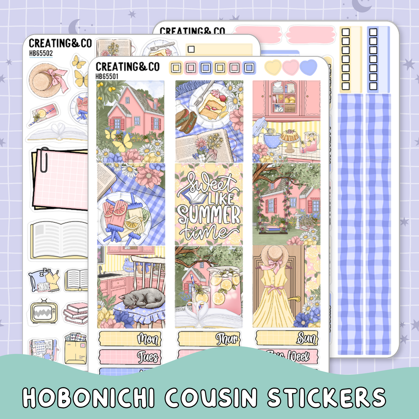 Pink Lemonade Hobonichi Cousin Weekly Planner Kit - 1.3" Stickers - HB655
