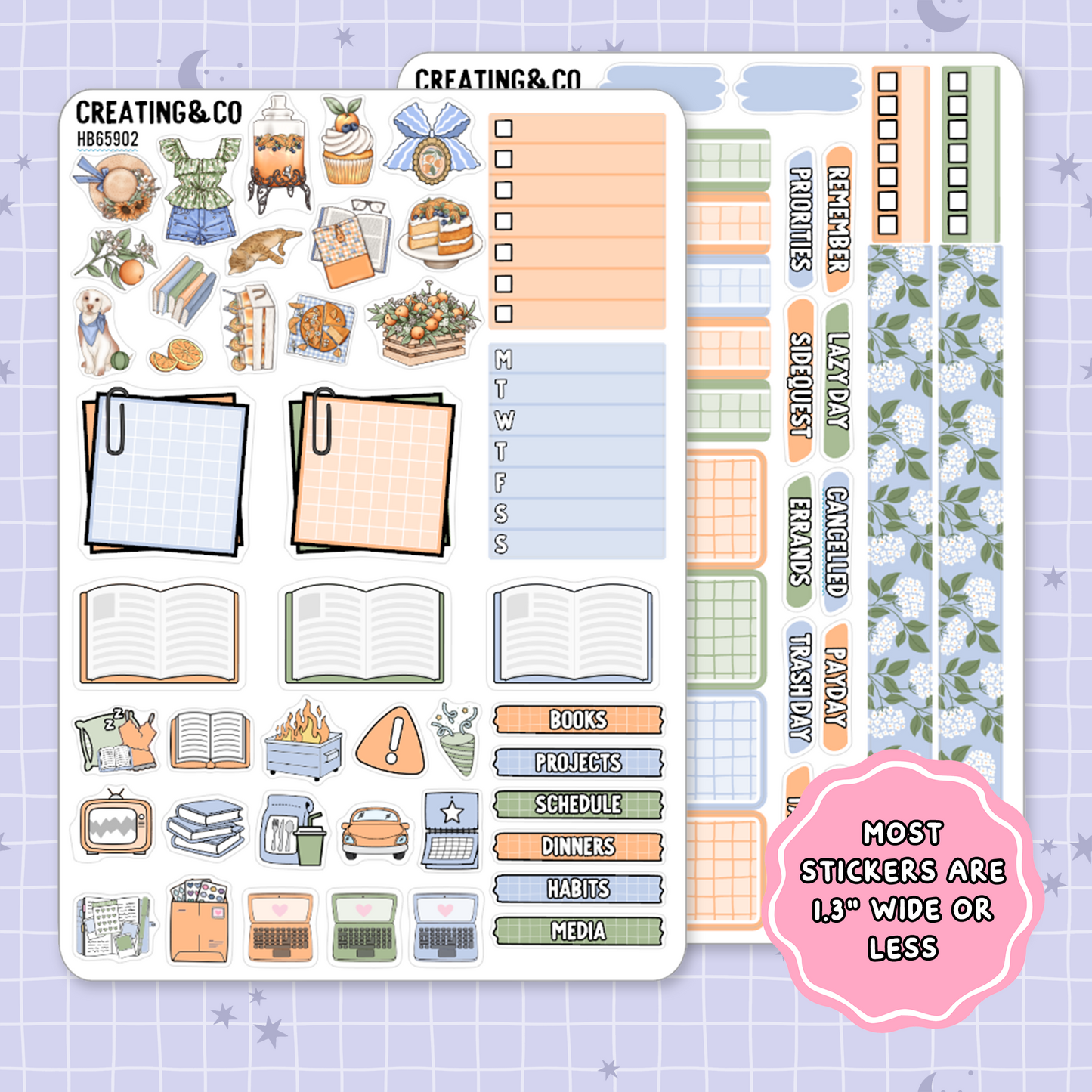 Orange Grove Hobonichi Cousin Weekly Planner Kit - 1.3" Stickers - HB659